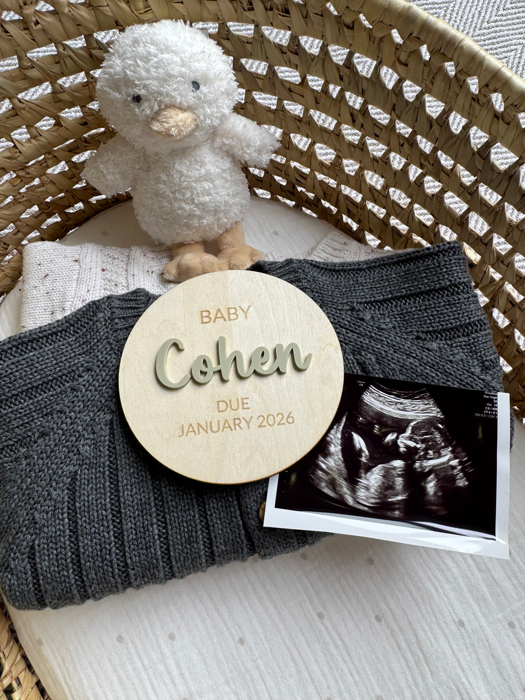 Pregnancy announcement wooden plaque image 0